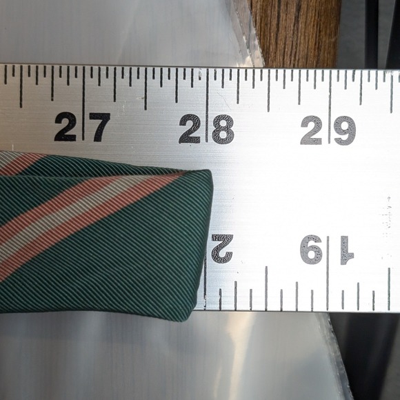 Polo Ralph Lauren Silk Hand Made Striped Men Neck Tie Teal Green Pink USA Narrow - Picture 8 of 9